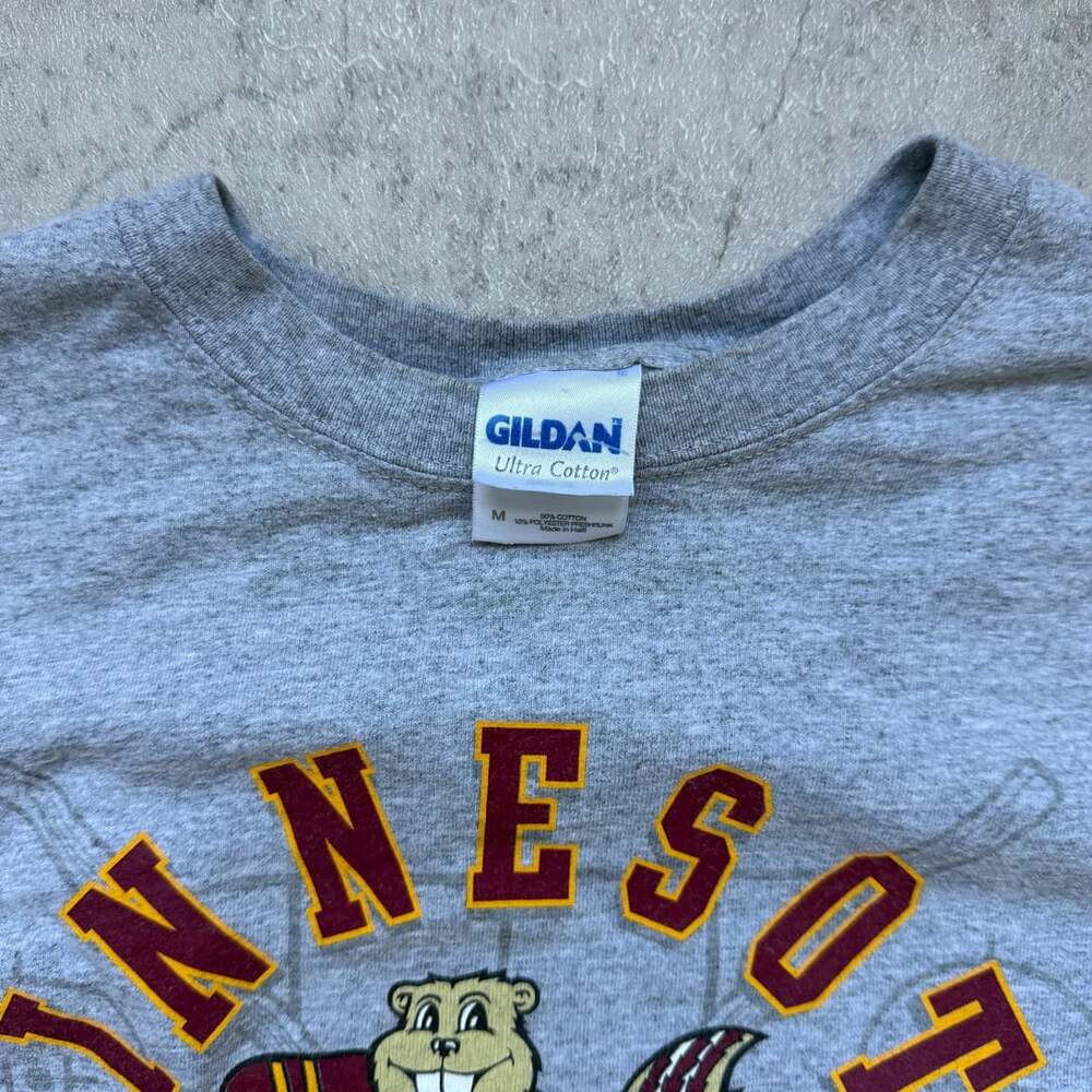 Vintage Gildan Minnesota Hockey T-Shirt Size M Gray - Picture 3 of 5